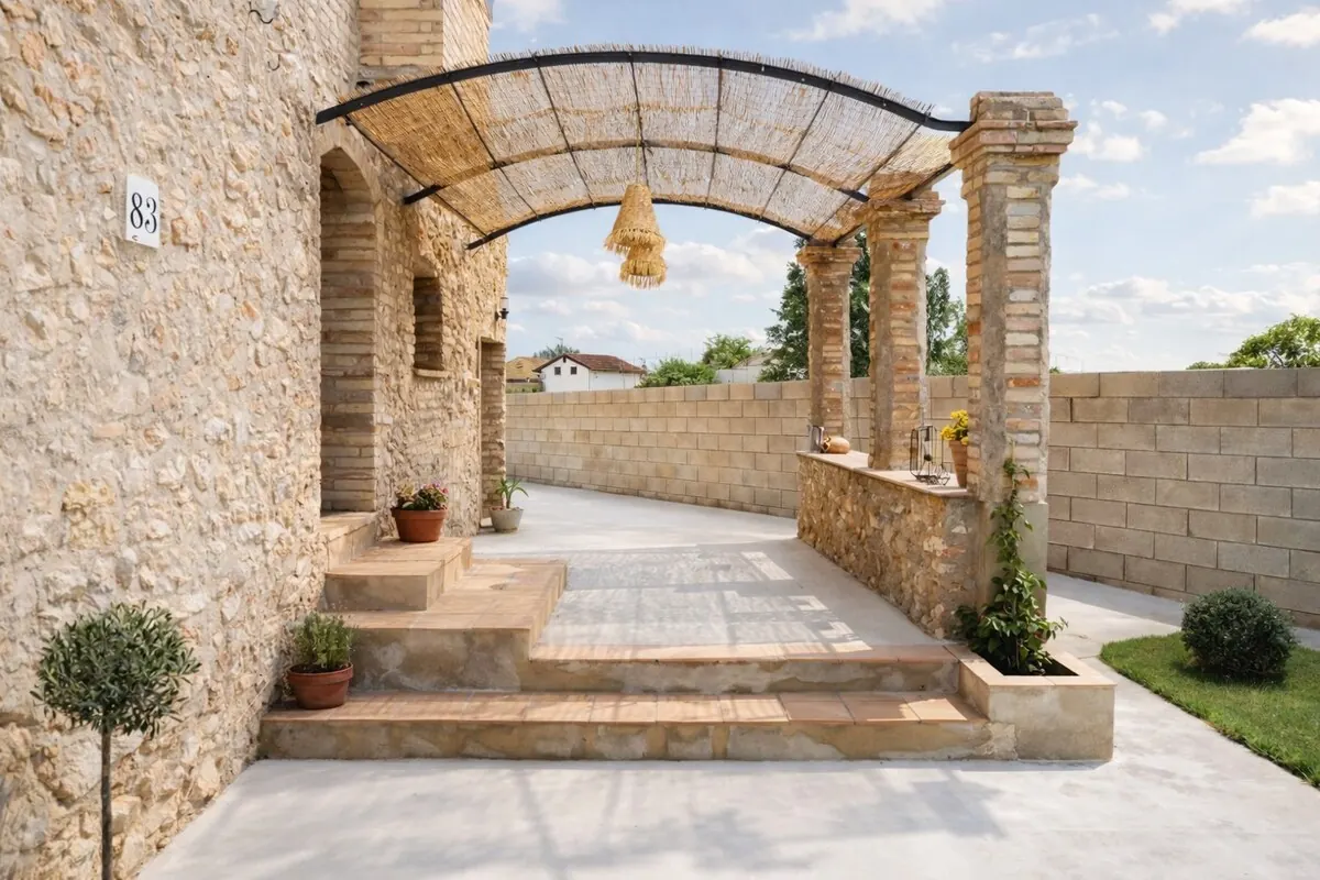 Pérgola de piedra natural